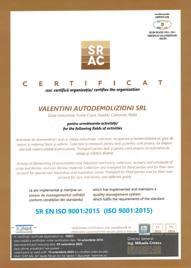 Prima certificazione