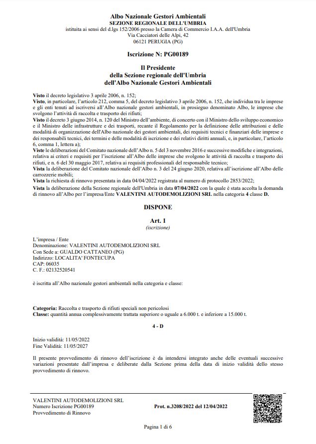 Settima certificazione